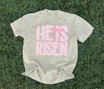 Load image into Gallery viewer, He Is Risen Pink Floral on Comfort Colors (Shown on Bay)
