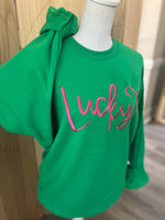 Load image into Gallery viewer, EMBROIDERED: Lucky on Gildan Irish Green
