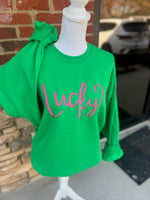 Load image into Gallery viewer, EMBROIDERED: Lucky on Gildan Irish Green
