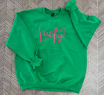 Load image into Gallery viewer, EMBROIDERED: Lucky on Gildan Irish Green
