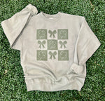 Load image into Gallery viewer, Shamrocks and Bows Sweatshirt on Stonewash Green
