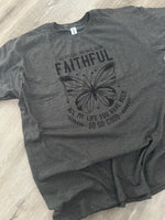 Load image into Gallery viewer, All My Life You Have Been Faithful Butterfly on Tultex Heather Charcoal
