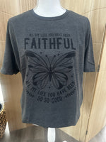 Load image into Gallery viewer, All My Life You Have Been Faithful Butterfly on Tultex Heather Charcoal
