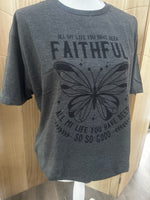 Load image into Gallery viewer, All My Life You Have Been Faithful Butterfly on Tultex Heather Charcoal
