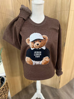 Load image into Gallery viewer, Jesus Loves You Teddy Bear on Lane Seven Terra Brown
