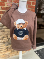 Load image into Gallery viewer, Jesus Loves You Teddy Bear on Lane Seven Terra Brown
