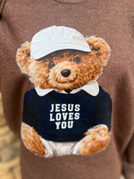 Load image into Gallery viewer, Jesus Loves You Teddy Bear on Lane Seven Terra Brown
