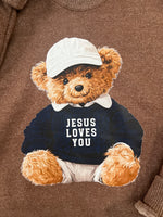 Load image into Gallery viewer, Jesus Loves You Teddy Bear on Lane Seven Terra Brown
