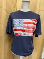 Load image into Gallery viewer, Patchwork USA Flag on Comfort Colors (Shown on Navy)
