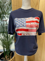 Load image into Gallery viewer, Patchwork USA Flag on Comfort Colors (Shown on Navy)
