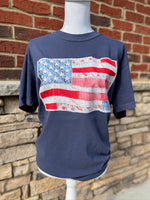Load image into Gallery viewer, Patchwork USA Flag on Comfort Colors (Shown on Navy)
