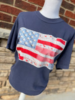 Load image into Gallery viewer, Patchwork USA Flag on Comfort Colors (Shown on Navy)
