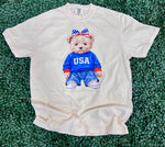Load image into Gallery viewer, USA Teddy Bear on Comfort Colors (Shown on Ivory)
