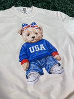 Load image into Gallery viewer, USA Teddy Bear on Comfort Colors (Shown on Ivory)
