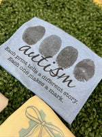 Load image into Gallery viewer, Autism Fingerprint Black on Tultex Heather Athletic Blue
