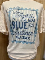 Load image into Gallery viewer, In April We Wear Blue Autism Awareness STAMP on Cream
