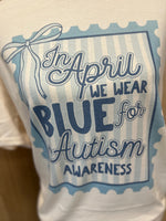 Load image into Gallery viewer, In April We Wear Blue Autism Awareness STAMP on Cream
