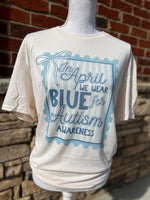 Load image into Gallery viewer, In April We Wear Blue Autism Awareness STAMP on Cream

