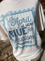 Load image into Gallery viewer, In April We Wear Blue Autism Awareness STAMP on Cream
