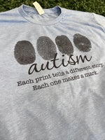 Load image into Gallery viewer, Autism Fingerprint Black on Tultex Heather Athletic Blue
