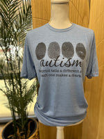 Load image into Gallery viewer, Autism Fingerprint Black on Tultex Heather Athletic Blue
