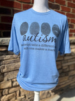 Load image into Gallery viewer, Autism Fingerprint Black on Tultex Heather Athletic Blue
