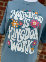 Load image into Gallery viewer, Motherhood Is Kingdom Work Floral on Comfort Colors (Shown on Ice Blue)
