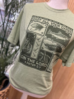 Load image into Gallery viewer, Cast All Your Cares On The Lord on Tultex Heather Green
