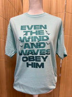 Load image into Gallery viewer, Even The Wind And The Waves Obey Him on Tultex Heather Purist Blue
