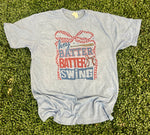 Load image into Gallery viewer, Hey Batter Batter Swing on Tultex Heather Athletic Blue
