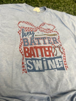 Load image into Gallery viewer, Hey Batter Batter Swing on Tultex Heather Athletic Blue

