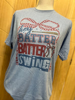Load image into Gallery viewer, Hey Batter Batter Swing on Tultex Heather Athletic Blue
