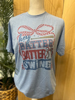 Load image into Gallery viewer, Hey Batter Batter Swing on Tultex Heather Athletic Blue
