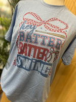 Load image into Gallery viewer, Hey Batter Batter Swing on Tultex Heather Athletic Blue
