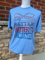 Load image into Gallery viewer, Hey Batter Batter Swing on Tultex Heather Athletic Blue
