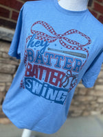 Load image into Gallery viewer, Hey Batter Batter Swing on Tultex Heather Athletic Blue
