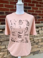 Load image into Gallery viewer, Vintage Cat Collage on Gildan Softstyle Dusty Rose
