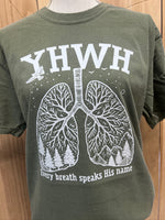 Load image into Gallery viewer, YHWH Every Breath Speaks His Name on Comfort Colors Moss
