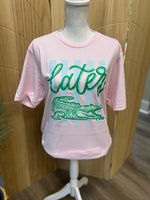 Load image into Gallery viewer, Later Gator Vertical Stripe on Bella + Canvas Pink
