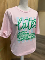 Load image into Gallery viewer, Later Gator Vertical Stripe on Bella + Canvas Pink
