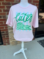 Load image into Gallery viewer, Later Gator Vertical Stripe on Bella + Canvas Pink
