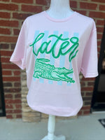 Load image into Gallery viewer, Later Gator Vertical Stripe on Bella + Canvas Pink
