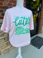 Load image into Gallery viewer, Later Gator Vertical Stripe on Bella + Canvas Pink
