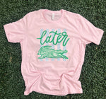 Load image into Gallery viewer, Later Gator Vertical Stripe on Bella + Canvas Pink
