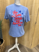 Load image into Gallery viewer, She Loves Jesus And America Too on Comfort Colors (Shown on Washed Denim)
