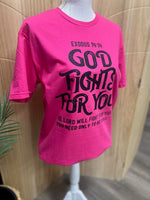 Load image into Gallery viewer, God Fights For You on Gildan Softstyle Heliconia
