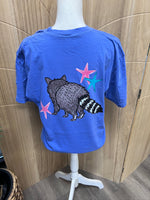 Load image into Gallery viewer, Front/Back See Ya Soon Racoon on Comfort Colors Flo Blue
