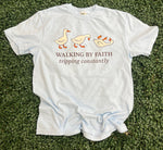 Load image into Gallery viewer, Walking By Faith Tripping Constantly Geese on Comfort Colors (Shown on Chambray)
