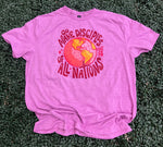 Load image into Gallery viewer, Go Make Disciples Of All Nations Pink Text on Gildan Softstyle Heather Radiant Orchid
