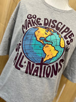 Load image into Gallery viewer, Go Make Disciples Of All Nations Black Text on Gildan Softstyle Sport Gray
